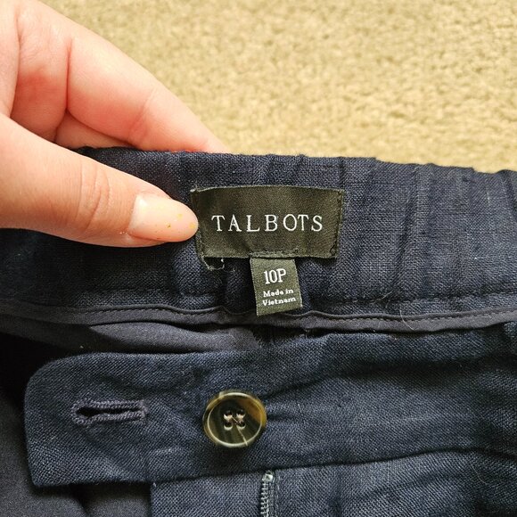 Talbots - size 10P -‎ Navy Blue 100% Linen Capri Pants - Made in Vietnam - Picture 4 of 11